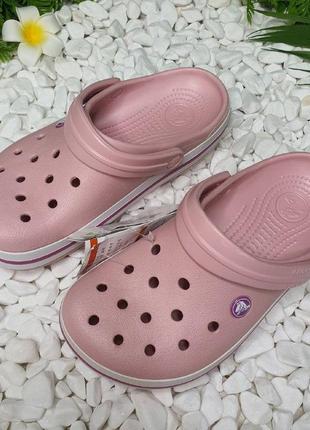 Crocs crocband clog pearl / pink 11016 женские кроксы сабо пудровые крокбенд4 фото