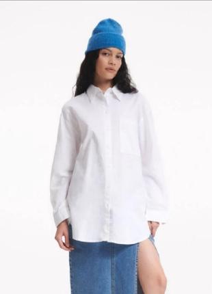 Mango базовая белая удлинённая рубашка свободного кроя, рубашка оверсайз в стиле бойфренд, рубашка прямого кроя, блузка, блуза
