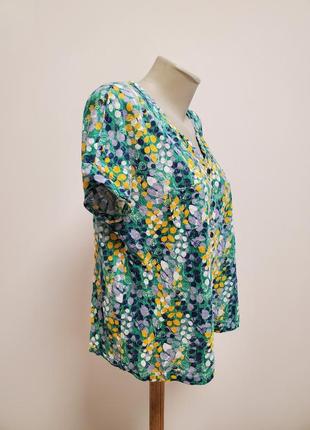 Гарна брендова трикотажна льняна блузка на гудзиках4 фото
