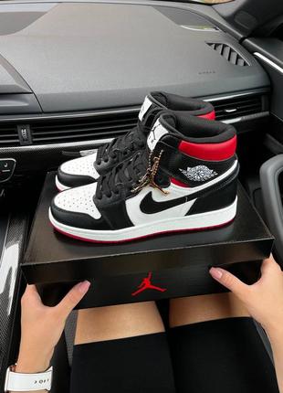 Мужские кроссовки nike air jordan 1 high black red white 44-45-46