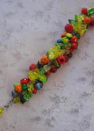 Браслет яркий hand made ягод цвет малина морошка ручн раб смородина ручн раб полимерная глина черника авторс уникал украш