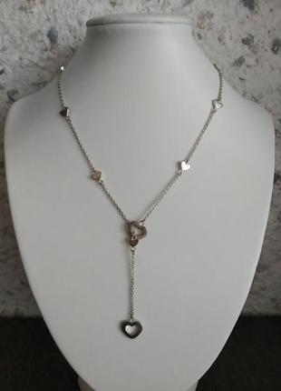 Серебряное колье tiffany &amp; co open heart link lariat