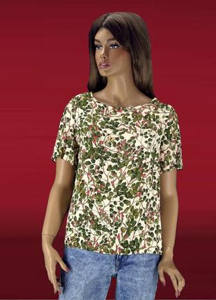 Акция 1+1=3! брендовая вискозная блузка "h&m" с растительным принтом. размер eur36.1 фото
