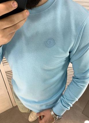 Свитшот мужской с принтом moncler голубой турция / світшот кофта чоловічий монклер блакитний