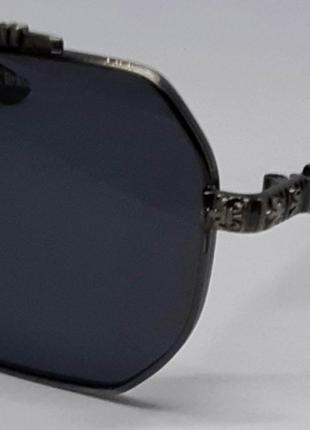 Chrome hearts очки мужские солнцезащитные черные в металлической оправе3 фото