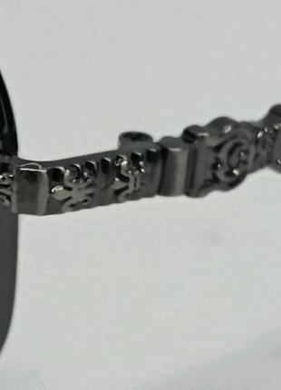 Chrome hearts очки мужские солнцезащитные черные в металлической оправе7 фото
