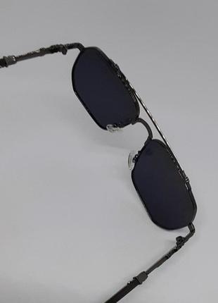 Chrome hearts очки мужские солнцезащитные черные в металлической оправе6 фото