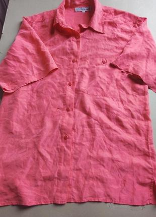 Кораловая шелковая рубашка