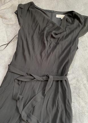 Платье миди черное шифоновое платье с поясом легкое3 фото