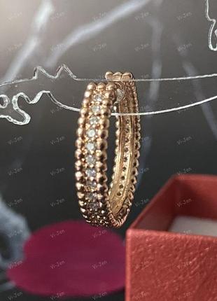Серьги кольцо кольцо с белыми фианитами, медзолото, кольцо застежка4 фото