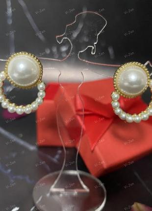 Сережки гвоздики перлина, з великими та малими перлами.9 фото
