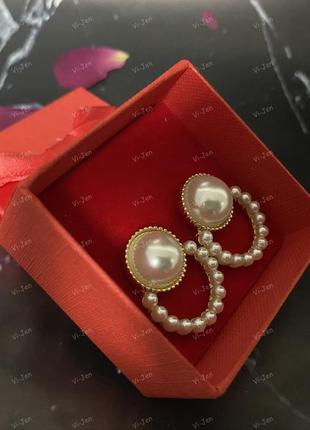 Сережки гвоздики перлина, з великими та малими перлами.6 фото