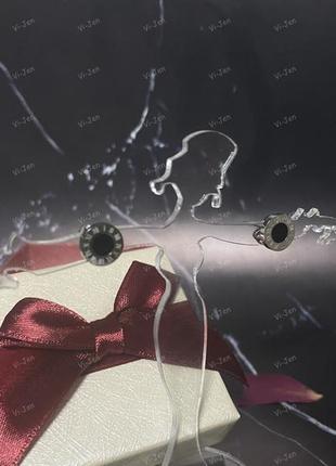 Серьги-гвоздики циферблат с черной емаллю6 фото