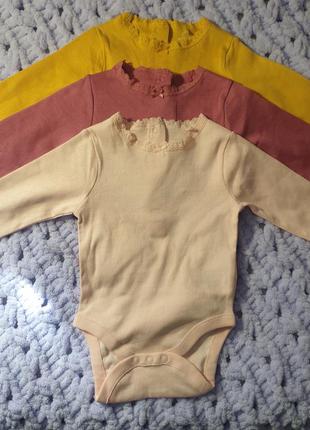 Набор из 3-х бодиков с узором на 3-6 мес next