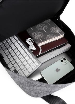 Рюкзак городской повседневный для ноутбука, барсетка, кошелек, набор 3в1 черный ( код: ibr197b )8 фото