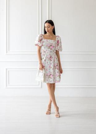 Платье "isabella" белое розовые цветы