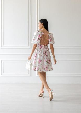 Платье "isabella" белое розовые цветы2 фото