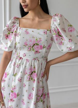 Платье "isabella" белое розовые цветы4 фото