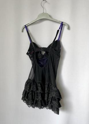 La senza фиолетовый черный пеньюар кружево сеточка пышная юбка комбинация4 фото