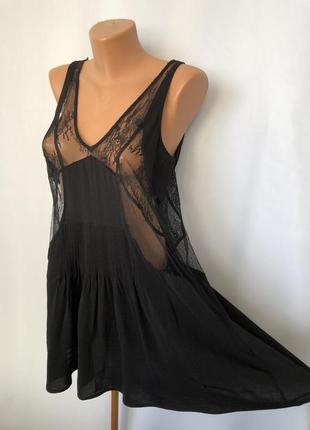 Zara черное кружевное платье пеньюар полупрозрачная романтическая готик7 фото