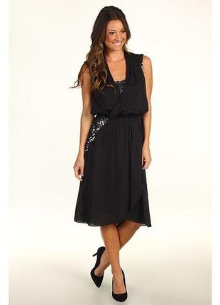 Вечернее черное платье расшитое паетками от vince camuto, размер м