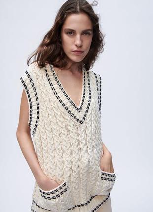 Трендова в’язана трикотажна жилетка zara 🤍