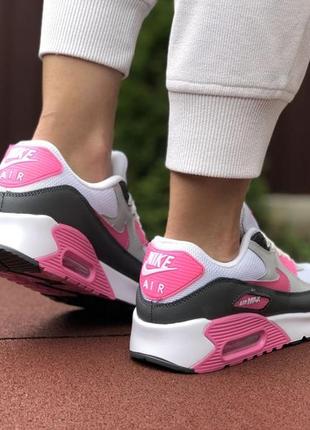 Кроссовки женский nike air max 90 белые серые / кроссовки женские найк аир макс серые кроссы4 фото