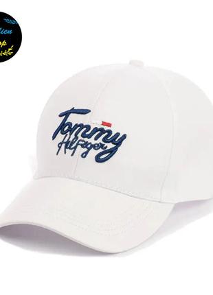 ● кепка бейсболка с вышивкой - tommy hilfiger / томми хилфигер m/l белый ●