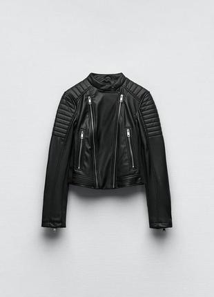 Нова колекція!️ чорна куртка косуха zara шкіра курточка зара байкерська куртка2 фото