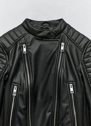 Нова колекція!️ чорна куртка косуха zara шкіра курточка зара байкерська куртка3 фото