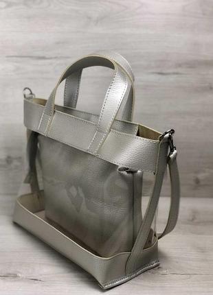 2в1 молодежная сумка амира серебряного цвета2 фото
