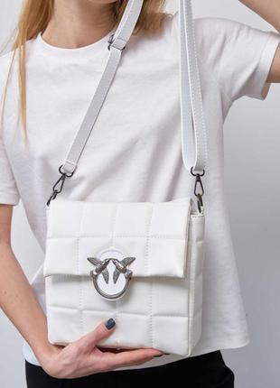 Женская сумка «анет» с птичками белая1 фото
