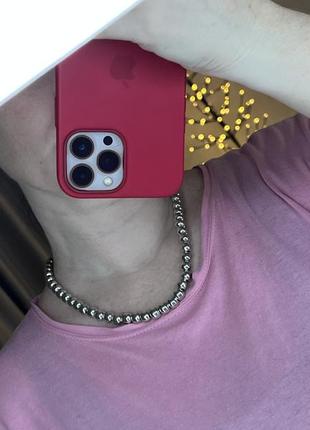 Женская цепочка бусы металл серебристая 50 см accessories