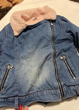 Джинсова утеплена косуха курточка