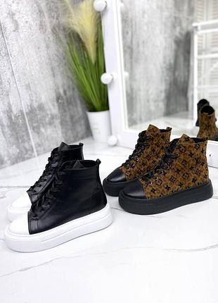 🔥 хит кожаные высокие кеды хайтопы