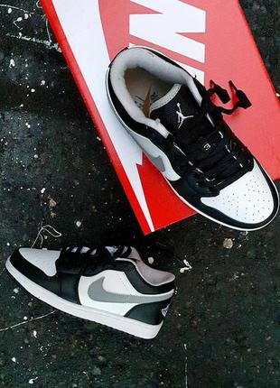 Nike air jordan 1 low •black white grey•2 фото