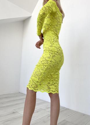 Жовта неонова кружевна сукня 💫🤩6 фото
