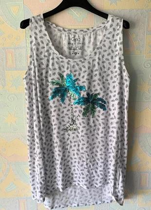 Подовжена майка туніка з пальмами gina 46