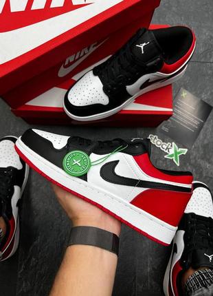 Мужские кроссовки nike air jordan 1 low black white red 41-42-43-44-45-46