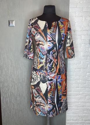Двостороння авангардна сукня міді дизайнерське плаття у оригінальний принт авангард l&c , m