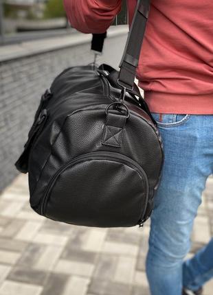 Чорна спортивна сумка дорожна з відділенням для взуття strong3 фото