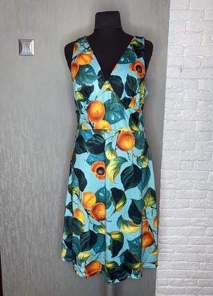 Яскрава сукня міді плаття сарафан великого розміру батал smashed lemon xxl-xxxl 54р1 фото