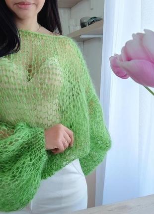 Светр павутинка, handmade, свитер паутинка, свитер из мохера 3
