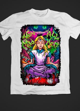 Футболка youstyle we're all mad here 0644 m white1 фото