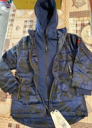 Куртка для хлопчика парка з манжетами демісезонна, синя, вік 4-9 років.