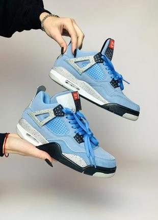 Жіночі кросівки nike air jordan retro 4se university blue tech grey blue black / smb