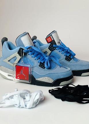 Жіночі кросівки nike air jordan retro 4se university blue tech grey blue black / smb7 фото