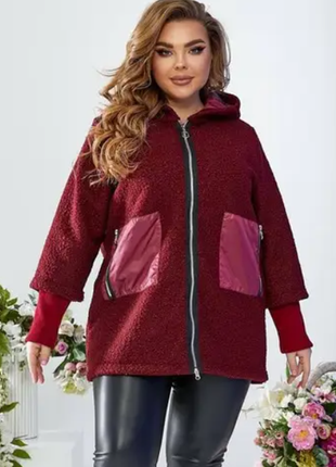 Женская куртка букле барашек  супер батал 5 цветов 52-54, 56-58, 60-62, 64-66