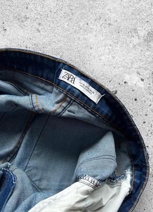 Zara men’s blue distressed denim jeans завужені джинси7 фото