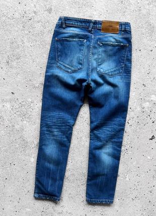 Zara men’s blue distressed denim jeans завужені джинси3 фото